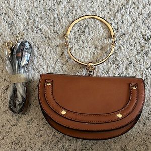 Bracelet Stud Half Moon Bag with Crossbody Shoulder Strap